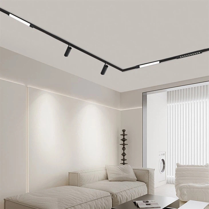 Modern 48V magnetic track lighting system installation